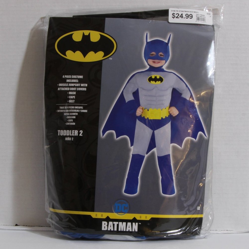 Party City Batman Toddler Superhero Costume - Blue, Yellow, Black